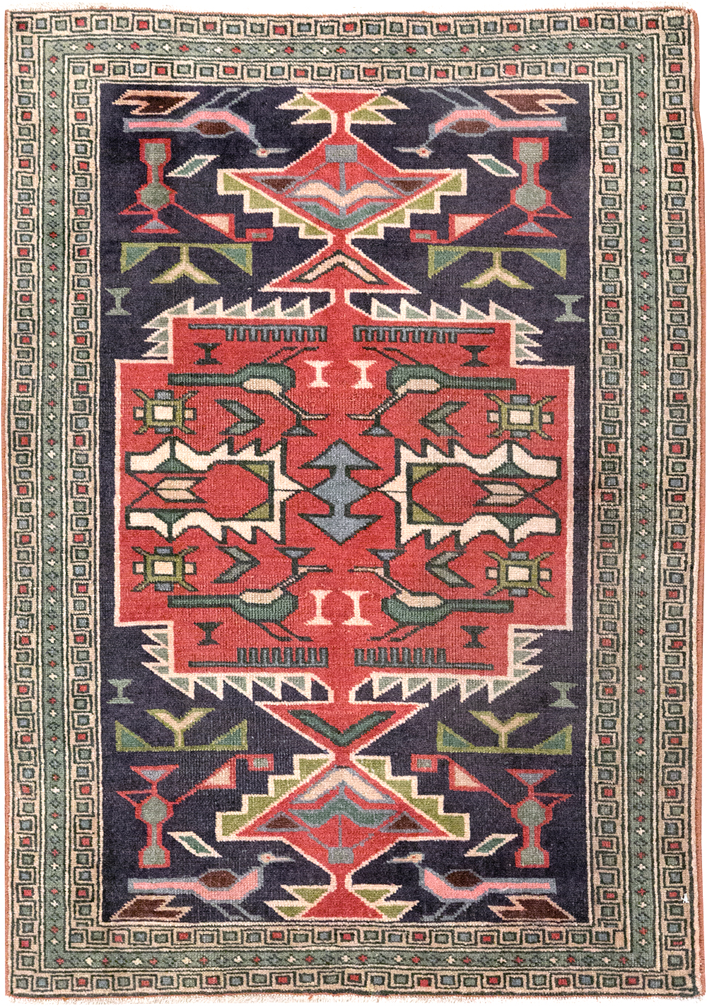 Vintage Persian Ardabil Throw Rug , No.27043 - Galerie Shabab