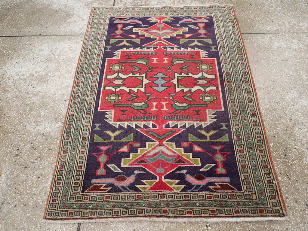 Vintage Persian Ardabil Throw Rug , No.27043 - Galerie Shabab