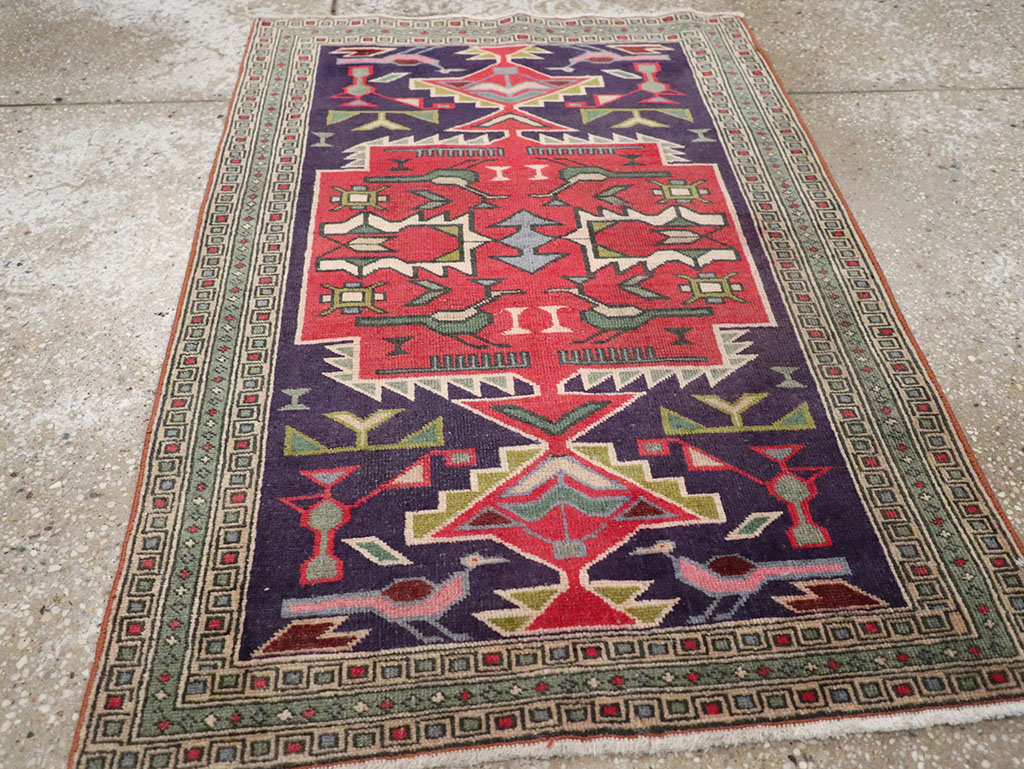 Vintage Persian Ardabil Throw Rug , No.27043 - Galerie Shabab