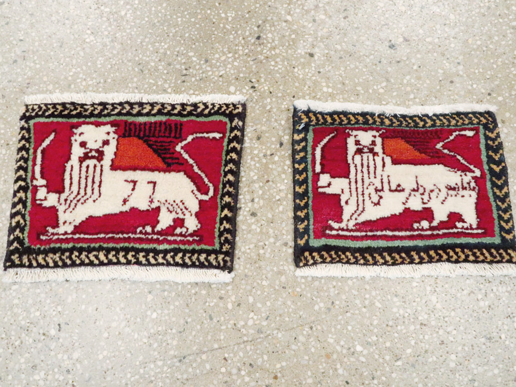 Vintage Persian Pictorial Baluch Rug (Pair: 2 of 2), No.27046 - Galerie Shabab