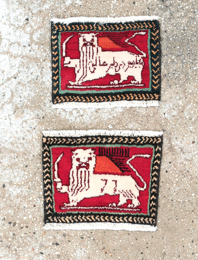 Vintage Persian Pictorial Baluch Rug (Pair: 2 of 2), No.27046 - Galerie Shabab
