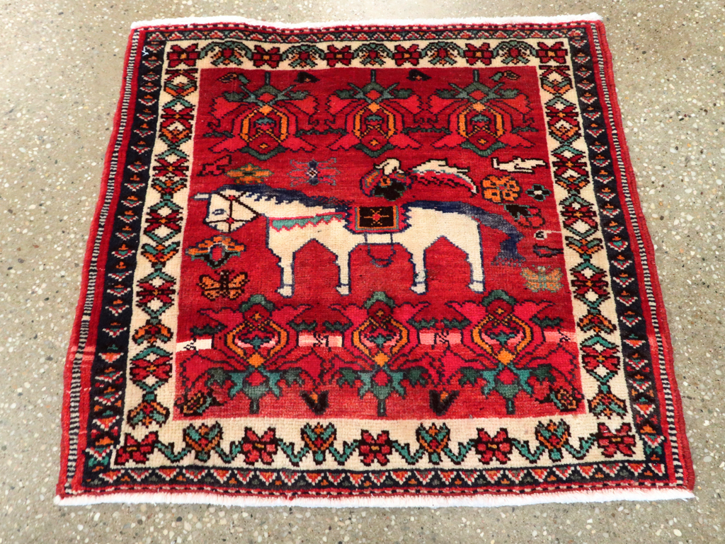 Vintage Persian Hamadan Pictorial Rug, No.27048 - Galerie Shabab
