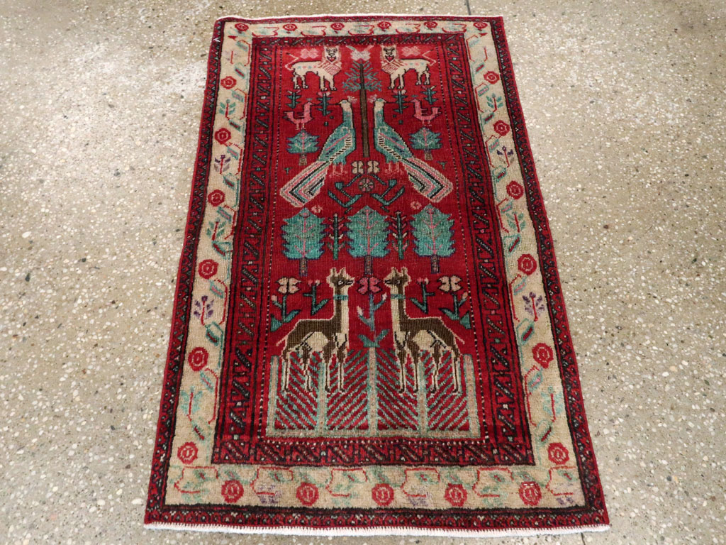 Vintage Central Asian Pictorial Turkoman Throw Rug (Pair: 1 of 2), No.27049 - Galerie Shabab