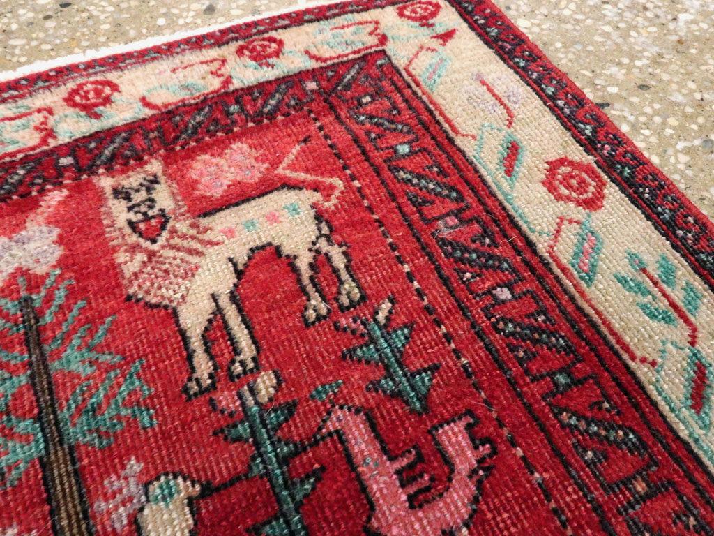 Vintage Central Asian Pictorial Turkoman Throw Rug (Pair: 1 of 2), No.27049 - Galerie Shabab
