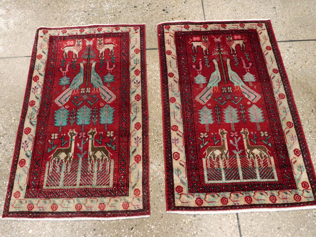 Vintage Central Asian Pictorial Turkoman Throw Rug (Pair: 1 of 2), No.27049 - Galerie Shabab