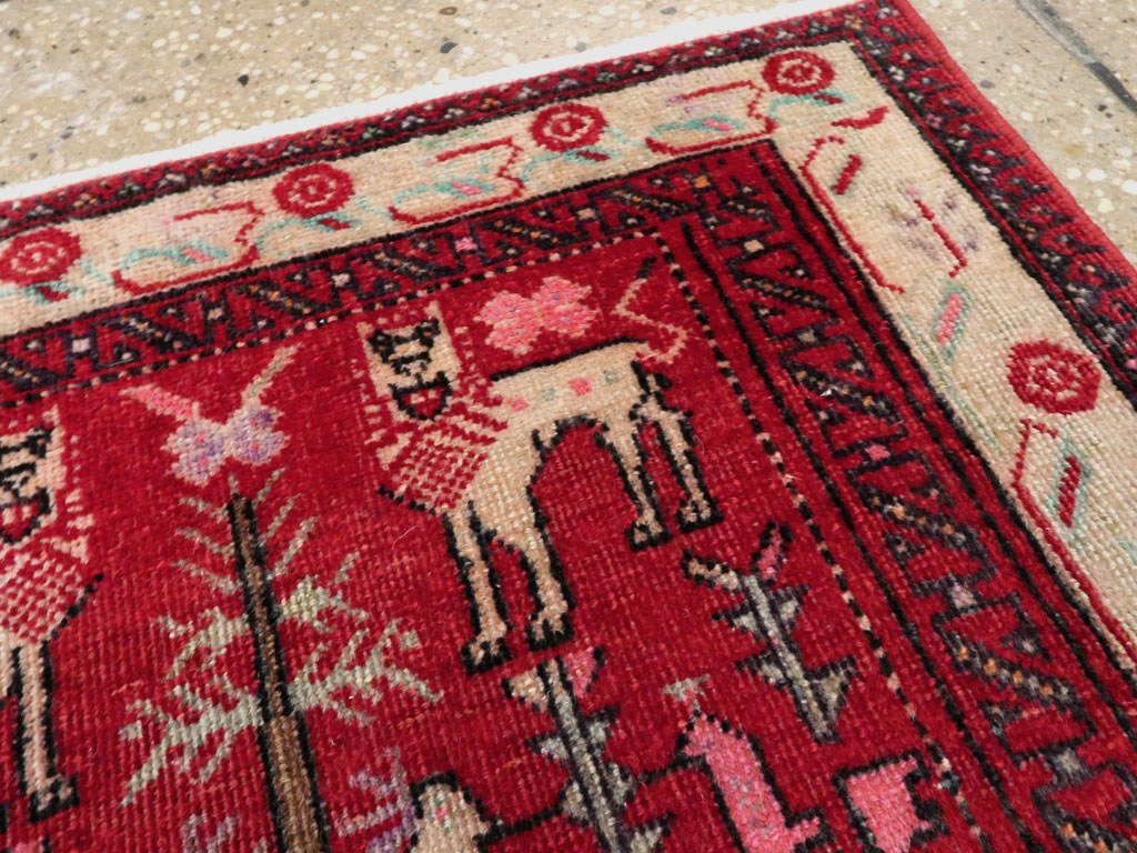 Vintage Central Asian Pictorial Turkoman Throw Rug (Pair: 2 of 2), No.27050 - Galerie Shabab