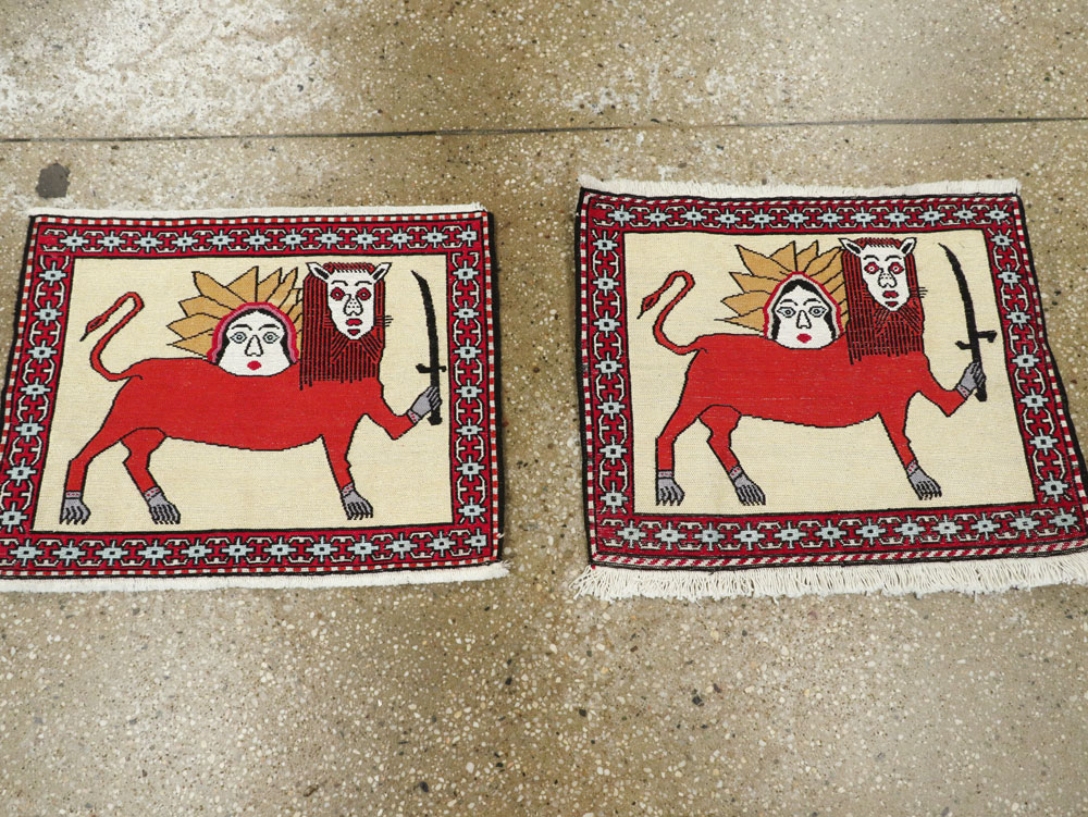 Vintage Persian Pictorial Kilim (Pair: 1 of 2), No.27057 - Galerie Shabab