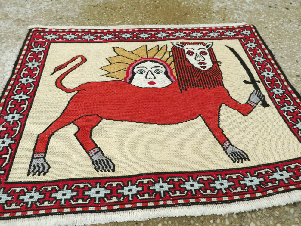 Vintage Persian Pictorial Kilim (Pair: 2 of 2), No.27058 - Galerie Shabab