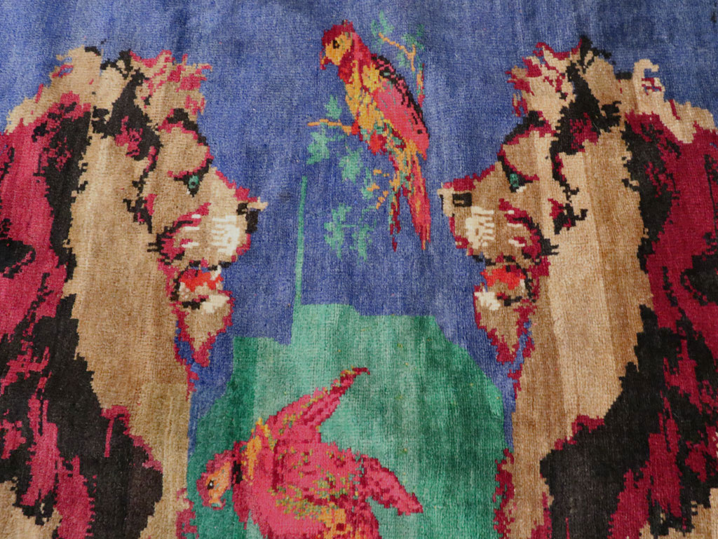 Vintage Caucasian Karabagh Pictorial Accent Rug, No.27062 - Galerie Shabab