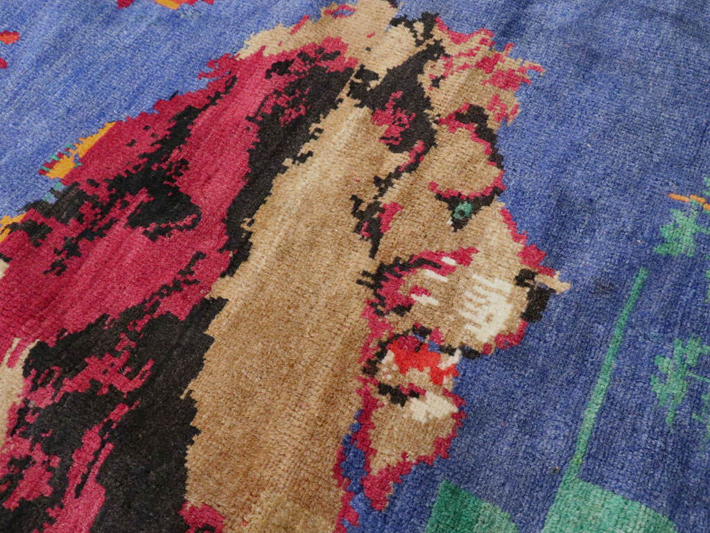 Vintage Caucasian Karabagh Pictorial Accent Rug, No.27062 - Galerie Shabab