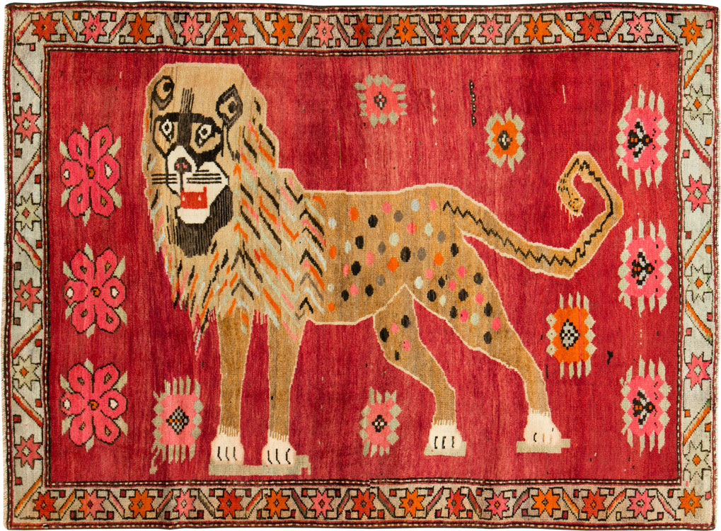 Vintage Caucasian Karabagh Pictorial Rug, No.27068 - Galerie Shabab