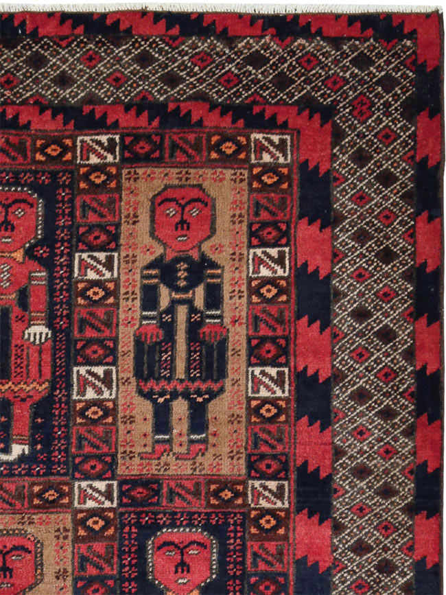 Vintage Central Asian Pictorial Turkoman Tribal Rug (Pair: 1 of 2), No.27069 - Galerie Shabab