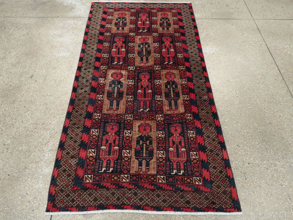 Vintage Central Asian Pictorial Turkoman Tribal Rug (Pair: 1 of 2), No.27069 - Galerie Shabab