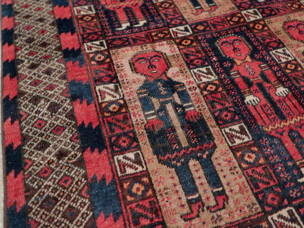 Vintage Central Asian Pictorial Turkoman Tribal Rug (Pair: 1 of 2), No.27069 - Galerie Shabab
