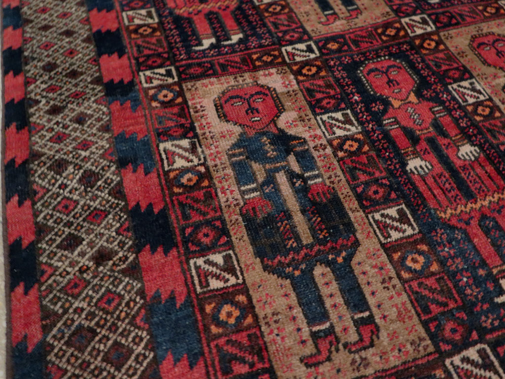 Vintage Central Asian Pictorial Turkoman Tribal Rug (Pair: 1 of 2), No.27069 - Galerie Shabab