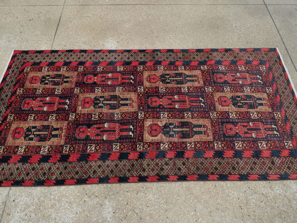 Vintage Central Asian Pictorial Turkoman Tribal Rug (Pair: 1 of 2), No.27069 - Galerie Shabab