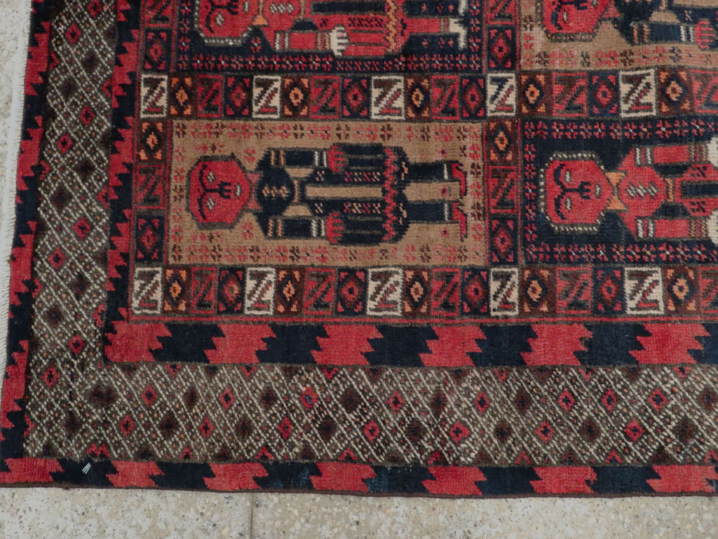 Vintage Central Asian Pictorial Turkoman Tribal Rug (Pair: 1 of 2), No.27069 - Galerie Shabab