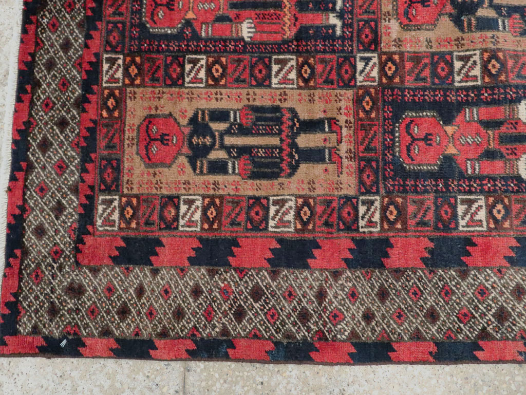 Vintage Central Asian Pictorial Turkoman Tribal Rug (Pair: 1 of 2), No.27069 - Galerie Shabab