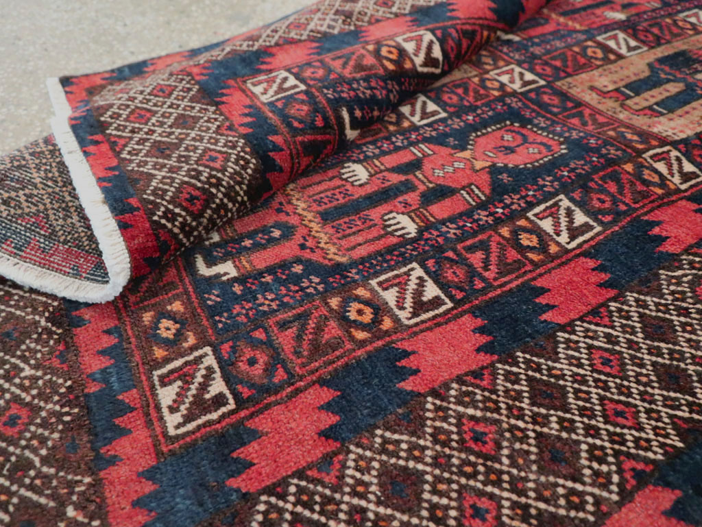 Vintage Central Asian Pictorial Turkoman Tribal Rug (Pair: 1 of 2), No.27069 - Galerie Shabab