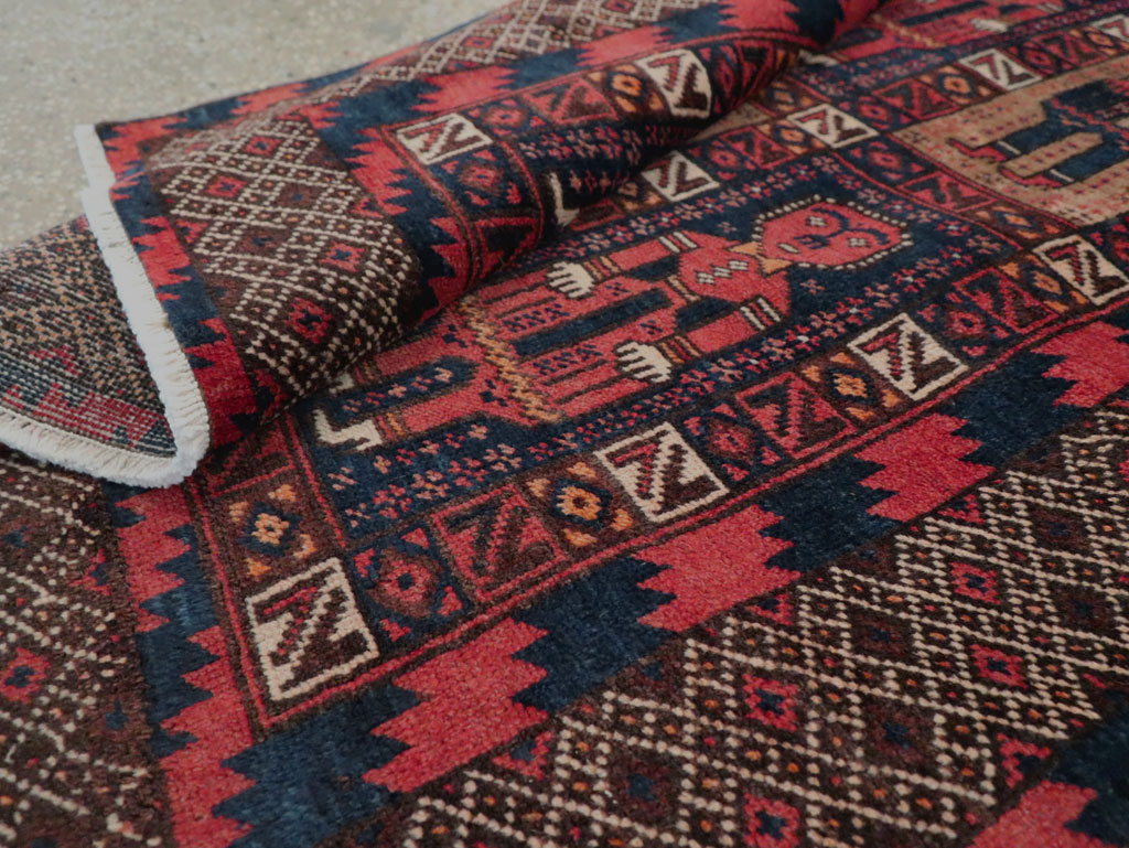 Vintage Central Asian Pictorial Turkoman Tribal Rug (Pair: 1 of 2), No.27069 - Galerie Shabab