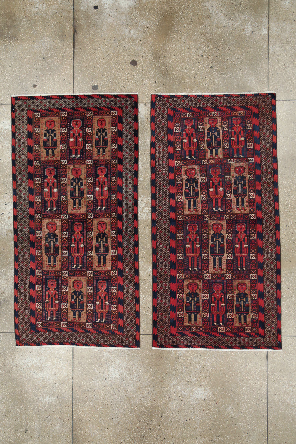 Vintage Central Asian Pictorial Turkoman Tribal Rug (Pair: 1 of 2), No.27069 - Galerie Shabab