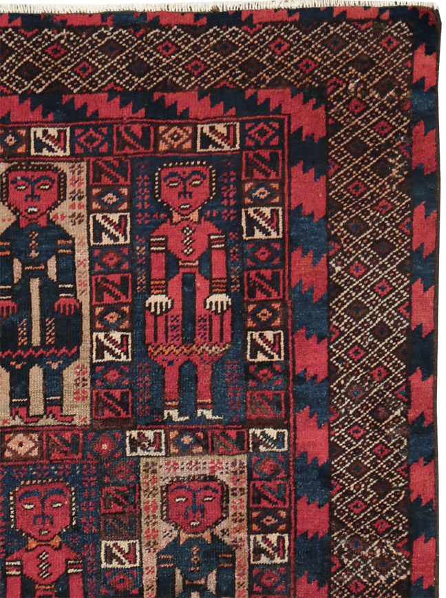 Vintage Central Asian Pictorial Turkoman Tribal Rug (Pair: 2 of 2), No.27070 - Galerie Shabab