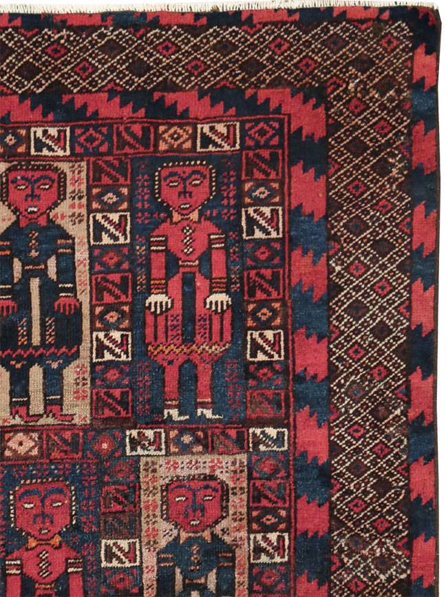 Vintage Central Asian Pictorial Turkoman Tribal Rug (Pair: 2 of 2), No.27070 - Galerie Shabab