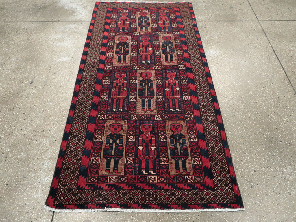 Vintage Central Asian Pictorial Turkoman Tribal Rug (Pair: 2 of 2), No.27070 - Galerie Shabab