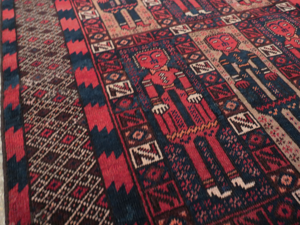 Vintage Central Asian Pictorial Turkoman Tribal Rug (Pair: 2 of 2), No.27070 - Galerie Shabab