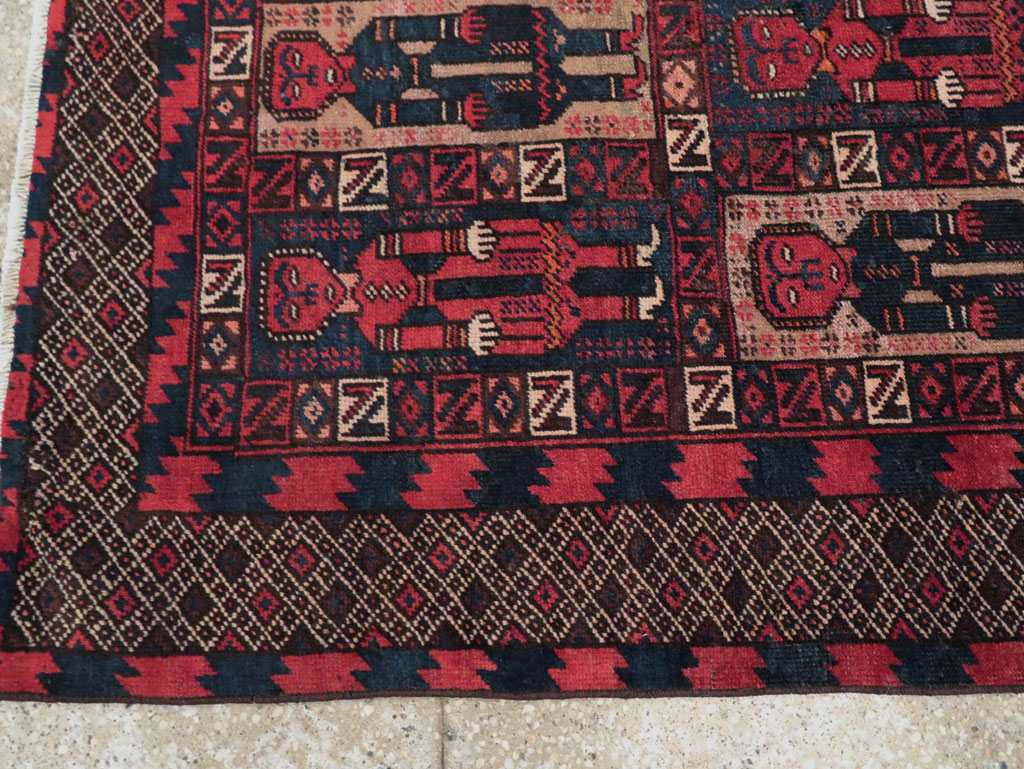 Vintage Central Asian Pictorial Turkoman Tribal Rug (Pair: 2 of 2), No.27070 - Galerie Shabab