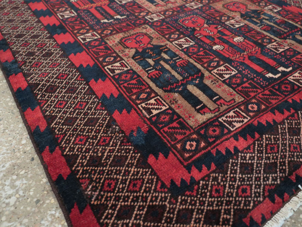 Vintage Central Asian Pictorial Turkoman Tribal Rug (Pair: 2 of 2), No.27070 - Galerie Shabab