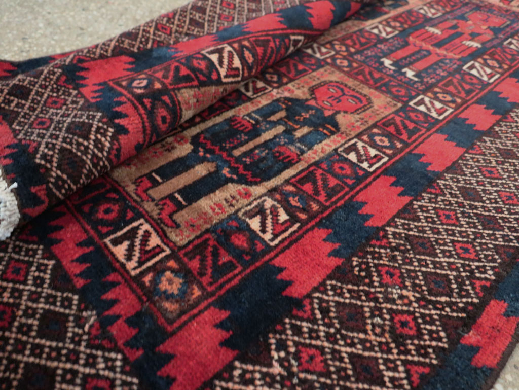 Vintage Central Asian Pictorial Turkoman Tribal Rug (Pair: 2 of 2), No.27070 - Galerie Shabab