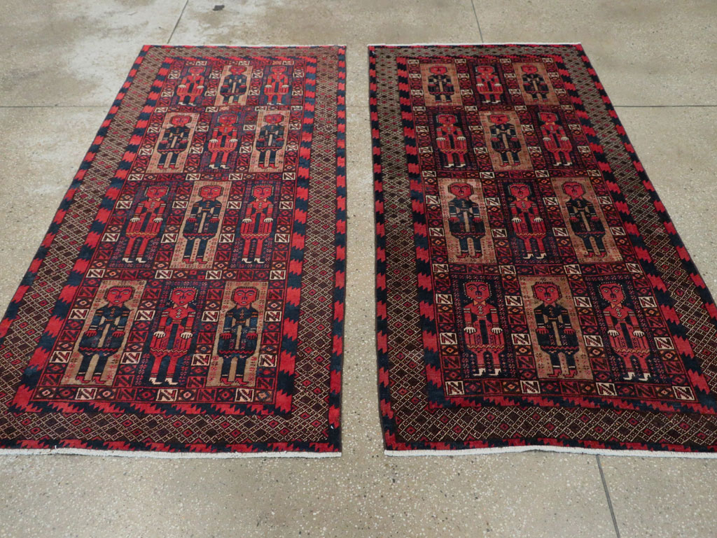 Vintage Central Asian Pictorial Turkoman Tribal Rug (Pair: 2 of 2), No.27070 - Galerie Shabab