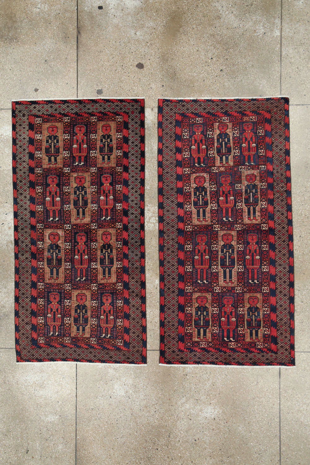 Vintage Central Asian Pictorial Turkoman Tribal Rug (Pair: 2 of 2), No.27070 - Galerie Shabab