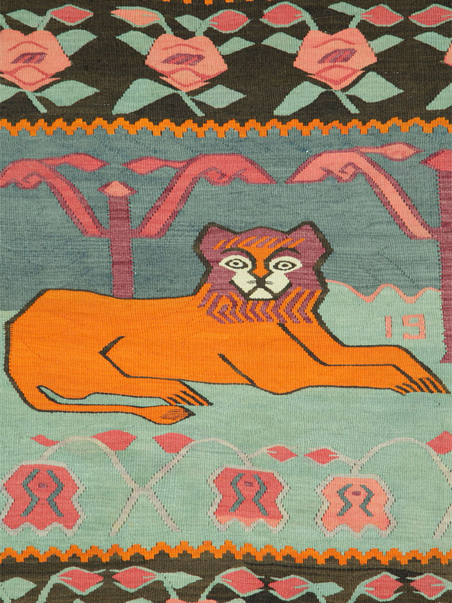 Vintage Persian Shiraz Pictorial Kilim, No.27071 - Galerie Shabab