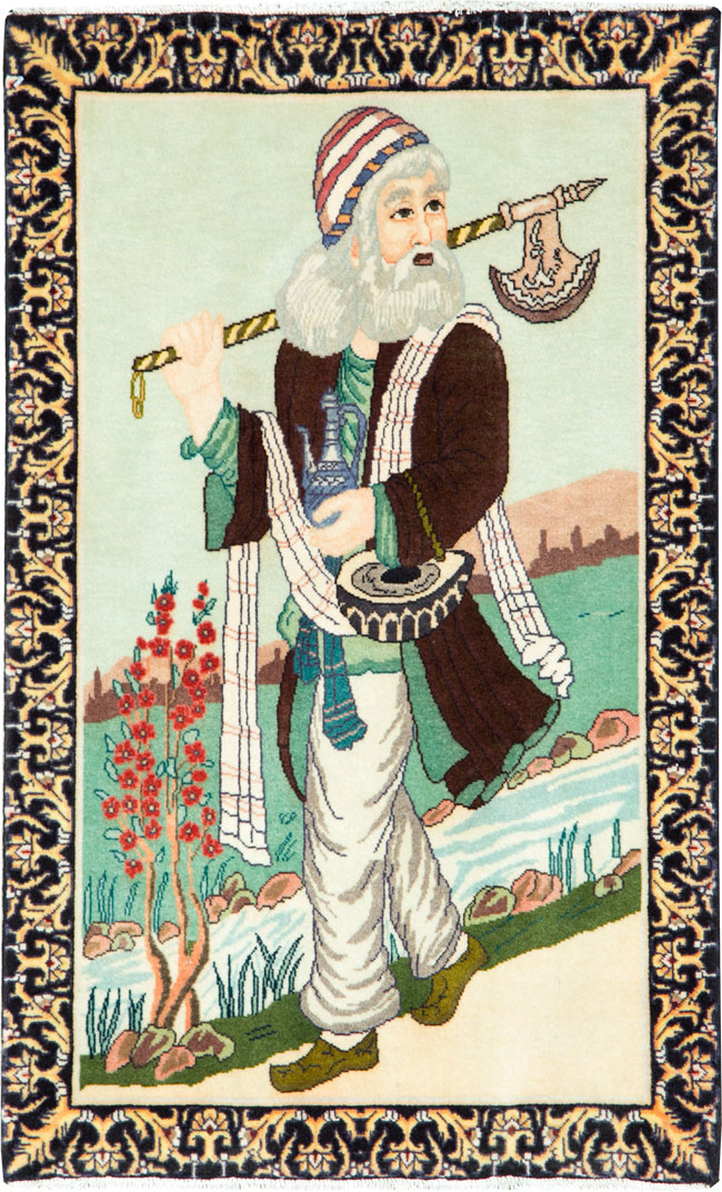 Vintage Persian Tabriz Pictorial Rug, No.27075 - Galerie Shabab