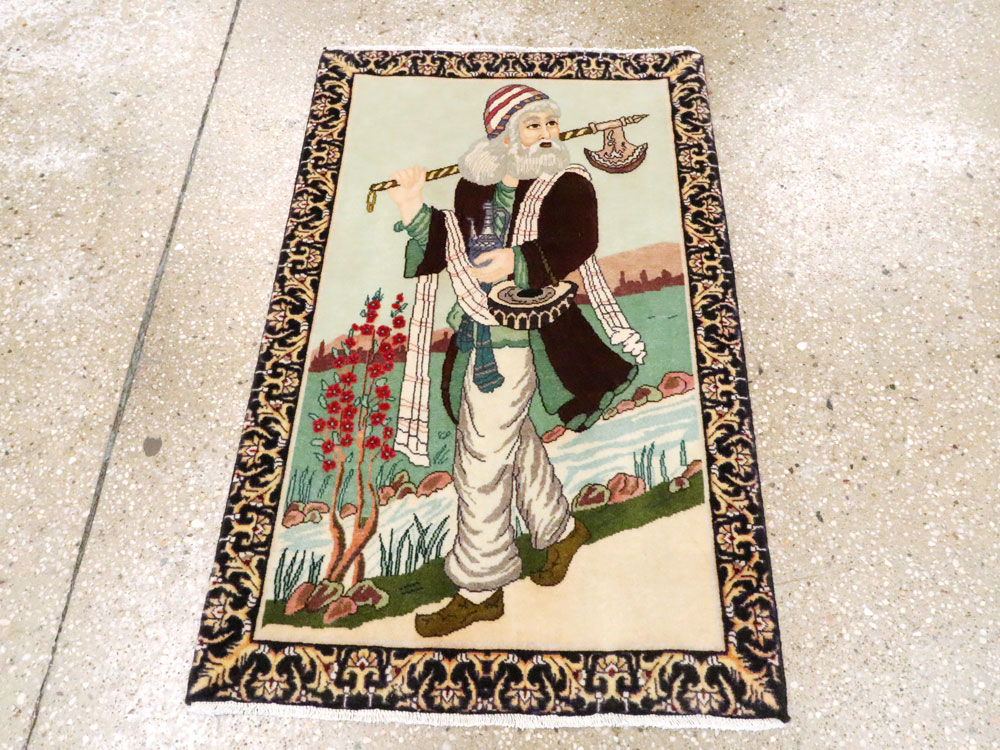Vintage Persian Tabriz Pictorial Rug, No.27075 - Galerie Shabab