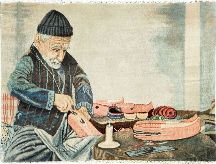 Vintage Persian Tabriz Pictorial Rug, No.27076 - Galerie Shabab