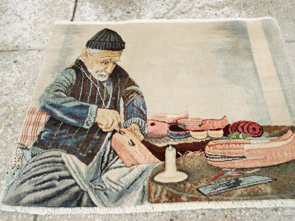 Vintage Persian Tabriz Pictorial Rug, No.27076 - Galerie Shabab