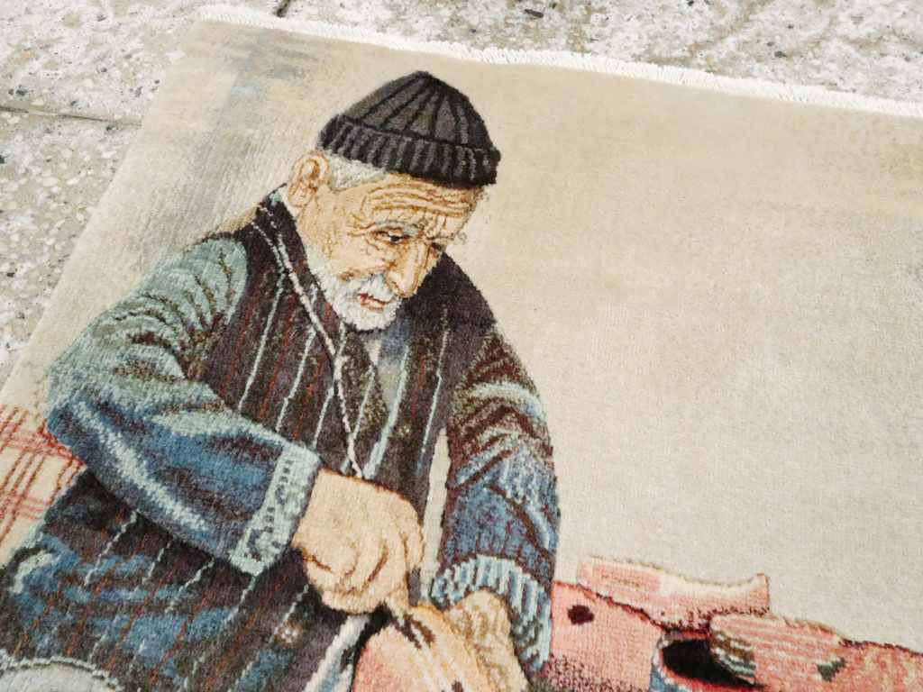 Vintage Persian Tabriz Pictorial Rug, No.27076 - Galerie Shabab