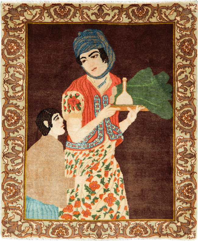 Vintage Persian Tabriz Pictorial Rug, No.27081 - Galerie Shabab