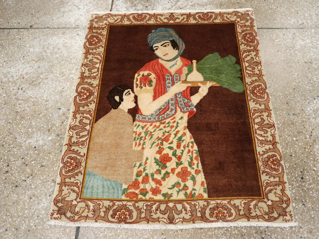 Vintage Persian Tabriz Pictorial Rug, No.27081 - Galerie Shabab