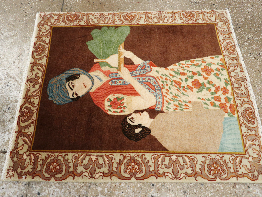 Vintage Persian Tabriz Pictorial Rug, No.27081 - Galerie Shabab