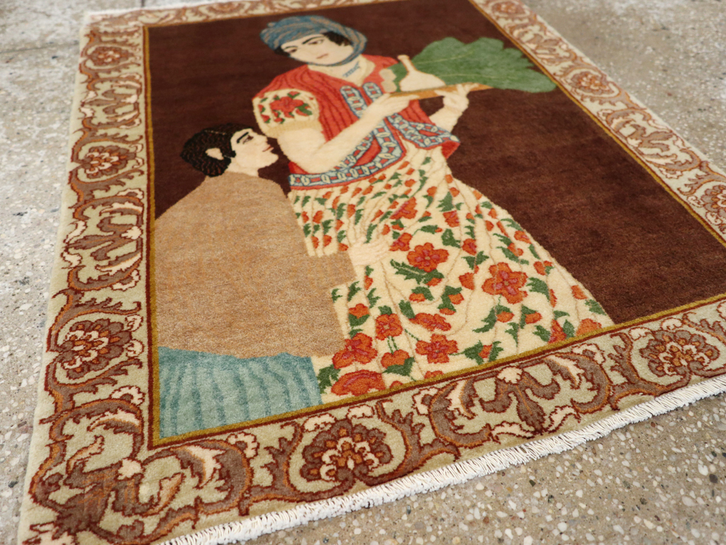 Vintage Persian Tabriz Pictorial Rug, No.27081 - Galerie Shabab