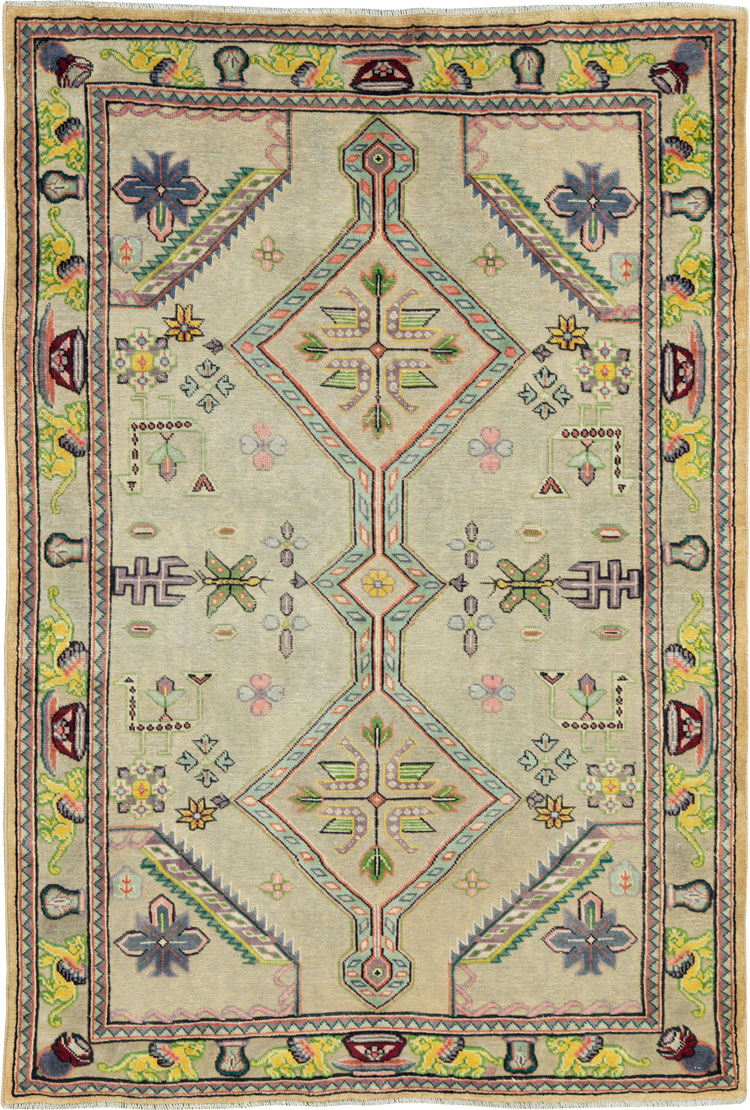 Vintage Persian Mashad Rug, No.27086 - Galerie Shabab