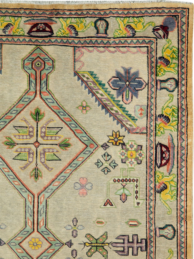 Vintage Persian Mashad Rug, No.27086 - Galerie Shabab