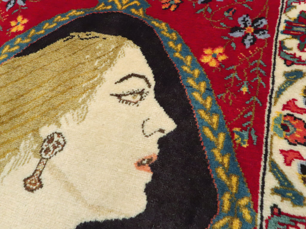 Vintage Persian Tabriz Pictorial Rug, No.27098 - Galerie Shabab