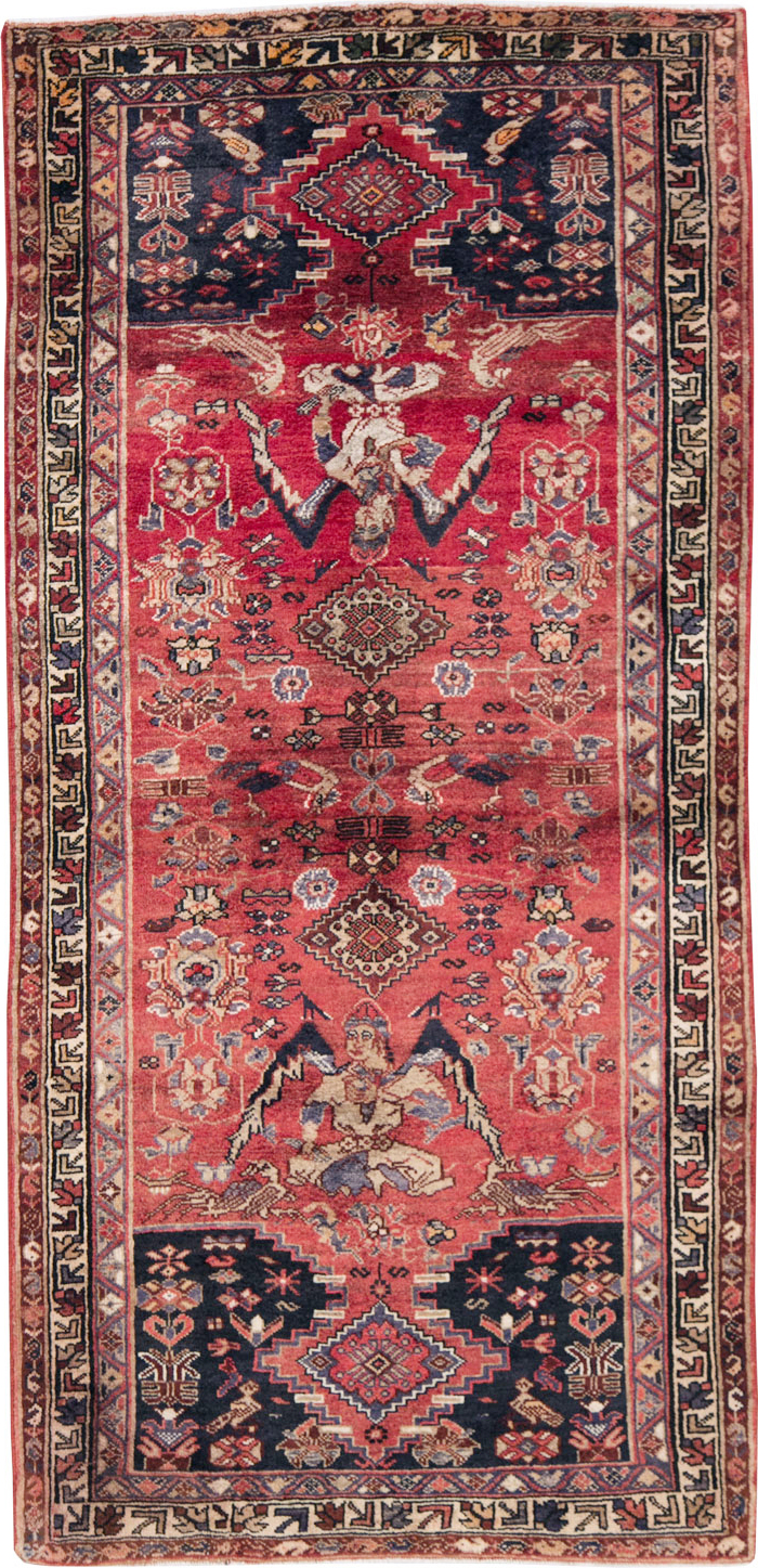 Vintage Persian Hamadan Pictorial Rug, No.27102 - Galerie Shabab