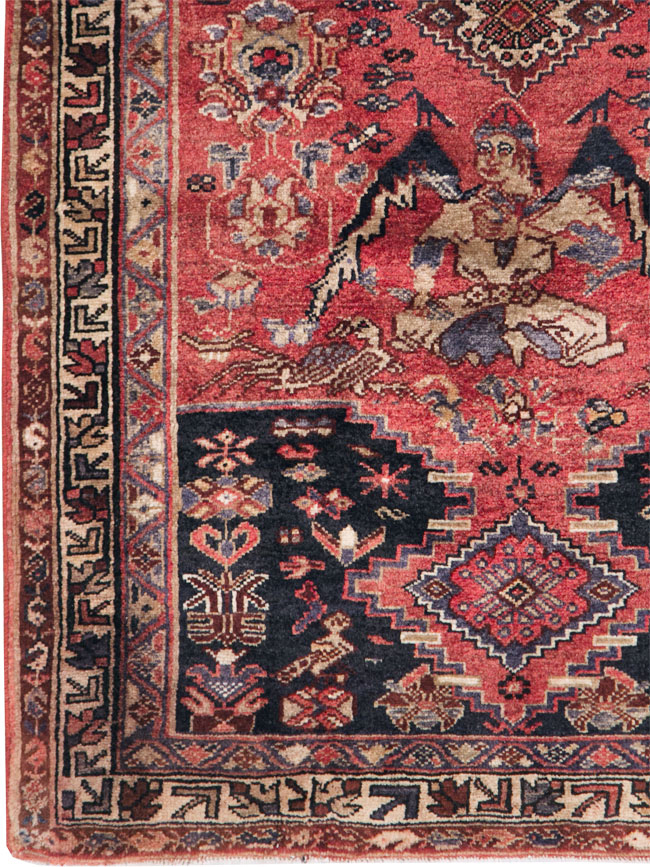 Vintage Persian Hamadan Pictorial Rug, No.27102 - Galerie Shabab