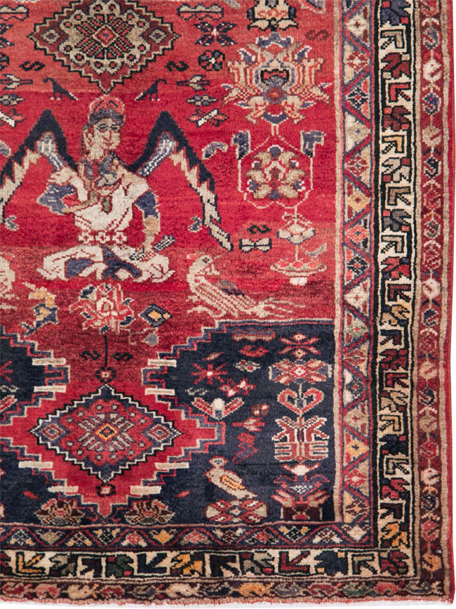 Vintage Persian Hamadan Pictorial Rug, No.27102 - Galerie Shabab